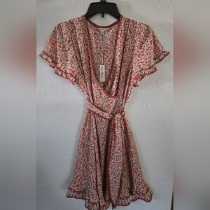 Max Studio Floral Mini Dress in Red and White